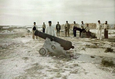 Soldiers and Cannons in an Old Turkish Fortress, Tunisia or Tripolitania, 3rd March, 1916 by Albert Samama Chikli